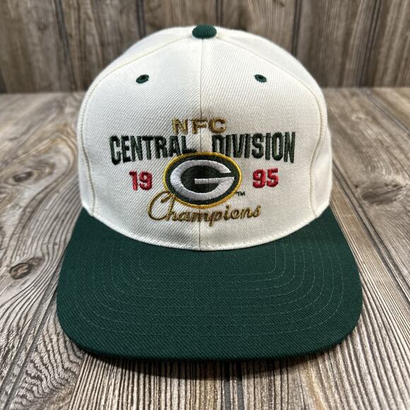 Vtg Green Bay Packers SnapBack Hat Headmasters Wool Blend 1995 Division Champs - Picture 1 of 8